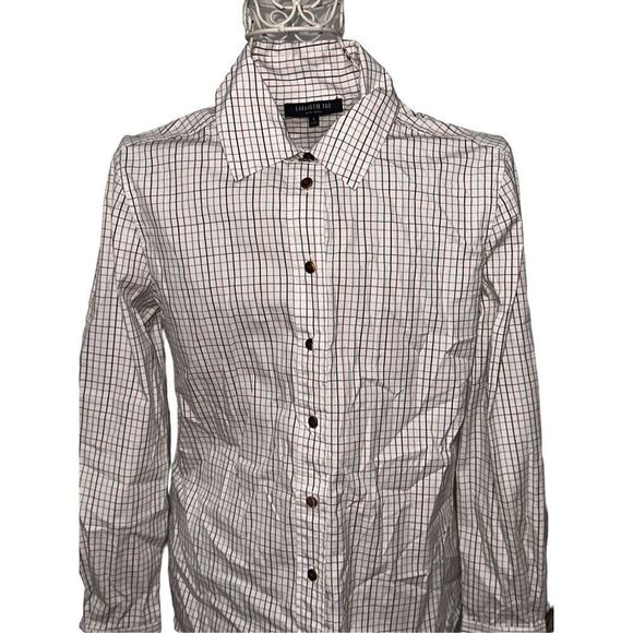 EXCELLENT CONDITION Retails: $378 Lafayette 148 New James Checked Shirt Sagebrus - Picture 3 of 14